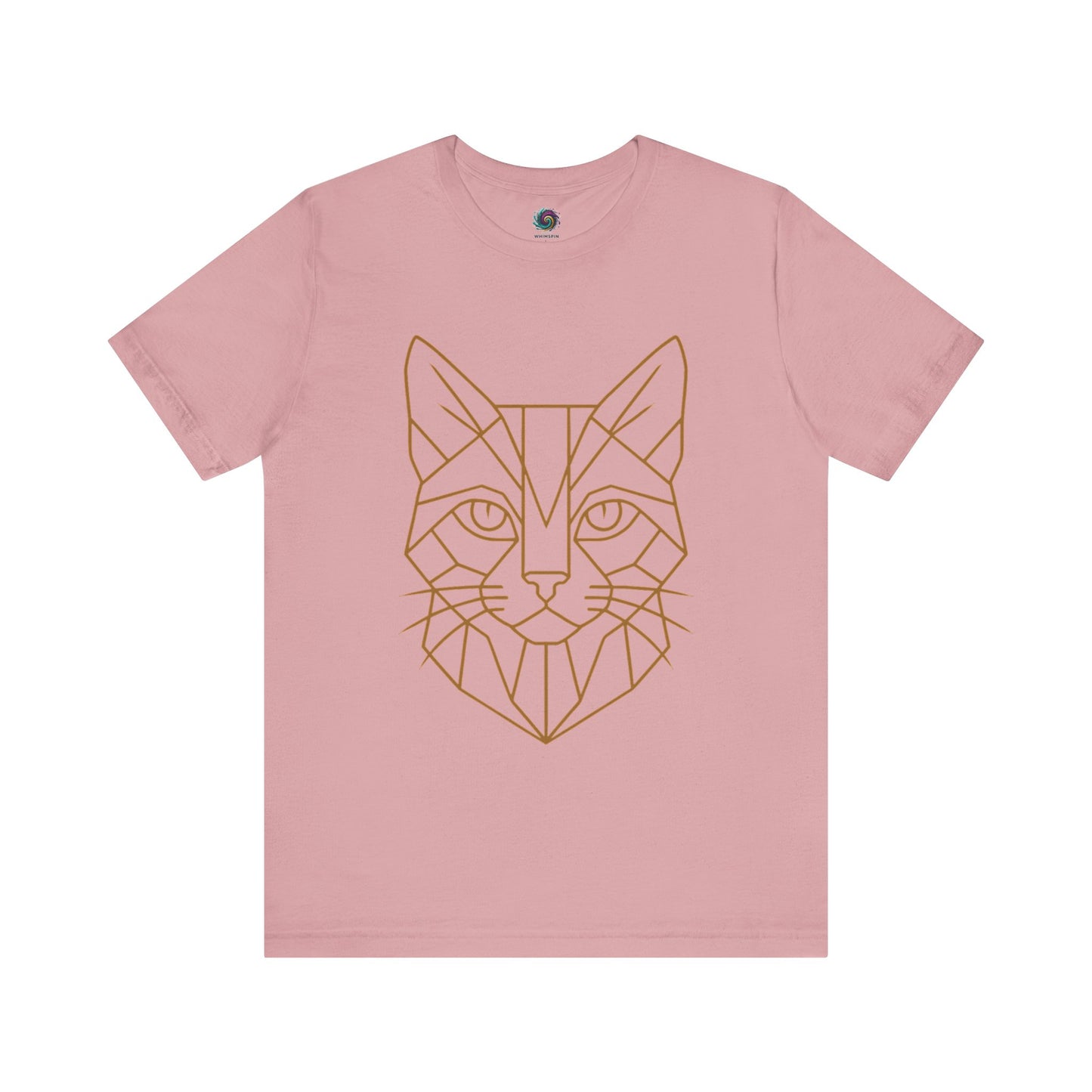 Pink Geometric Cat T-Shirt – Minimalist Line Art Tee - WhimSpin - https://whimspin.com