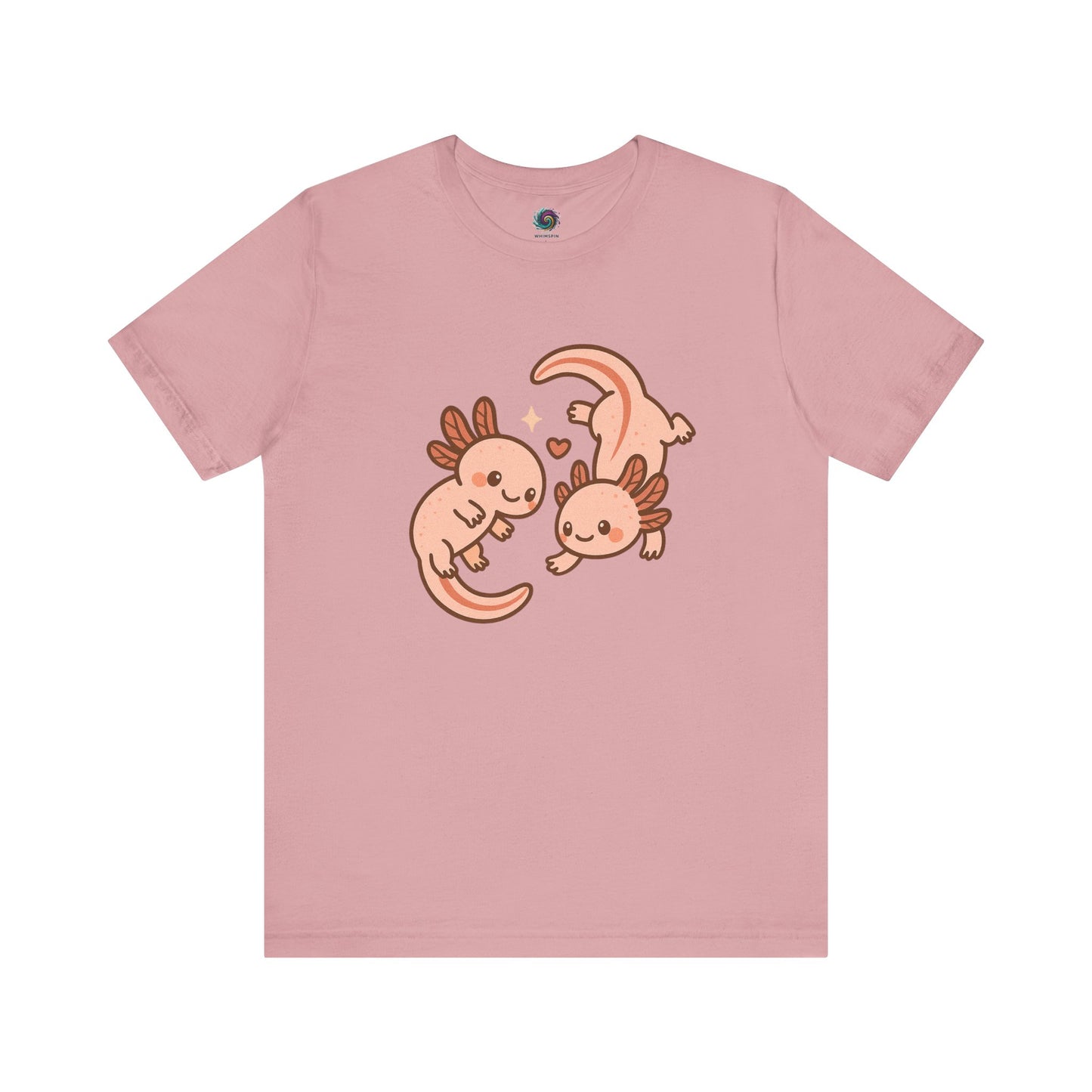 Pink Kawaii Axolotl T-Shirt – Cute Tee with Smiling Axolotls - WhimSpin - https://whimspin.com
