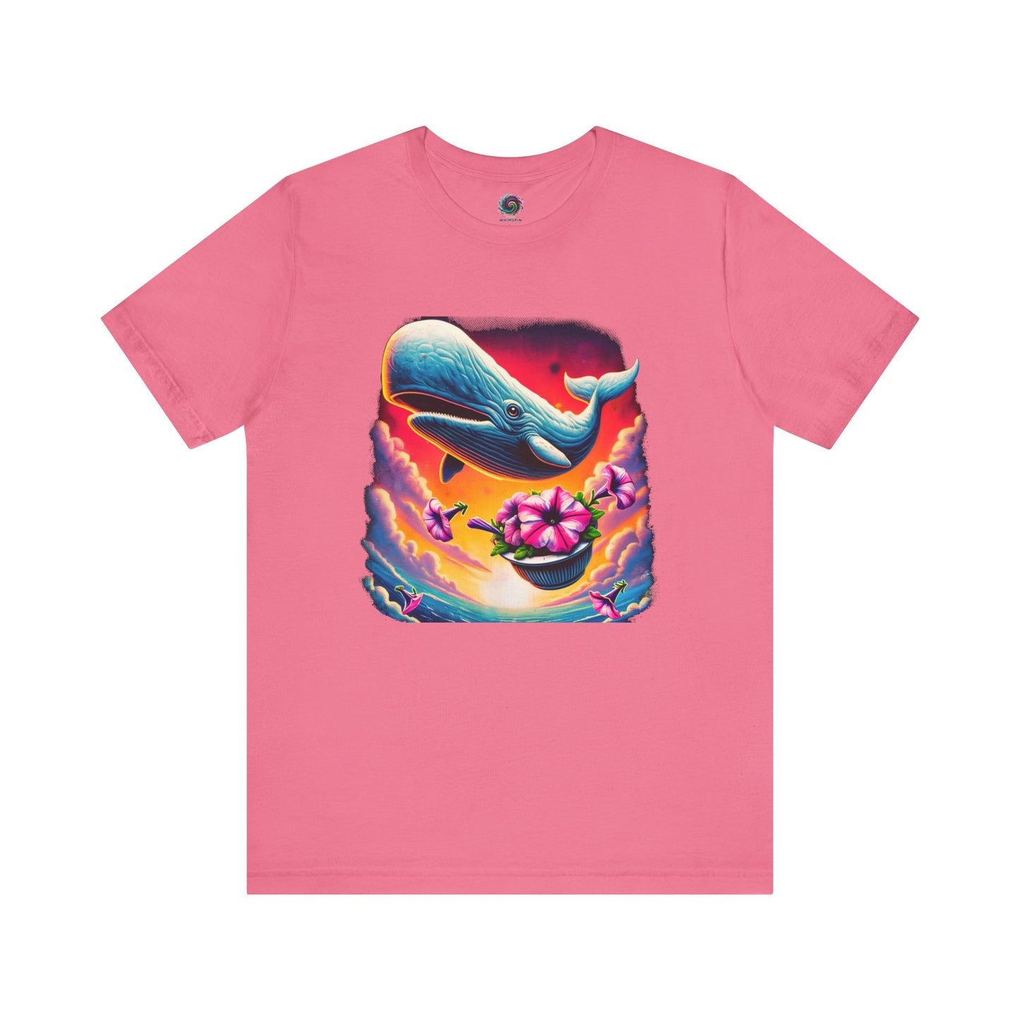 Oh No Not Again Petunias and Whale Tee – hitchhikers guide oh no not again shirt in charity pink with a cosmic floral twist