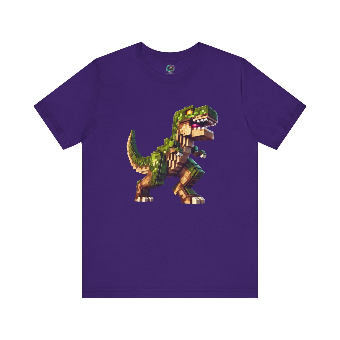 Pixel Dinosaur Graphic T-Shirt – Retro Unisex Tee for Adult Dino Fans in team purple with fun 8-bit dinosaur art.