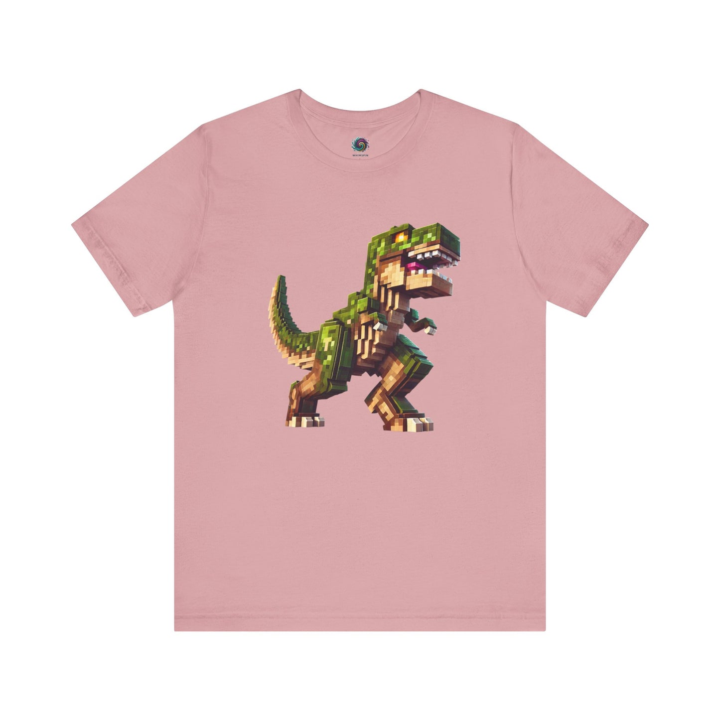 Pixel Dinosaur Graphic T-Shirt – Retro Unisex Tee for Adult Dino Fans in orchid purple, playful and nerdy pixel T-Rex.