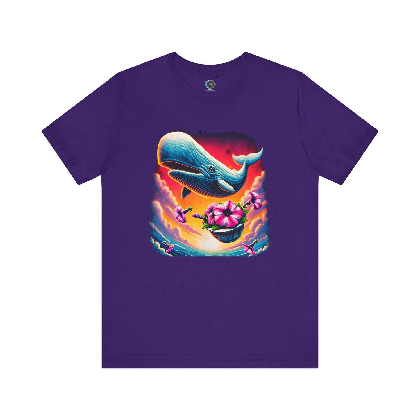 Oh No Not Again Petunias and Whale Tee – bold petunias oh no not again t-shirt in team purple for lovers of surreal stories