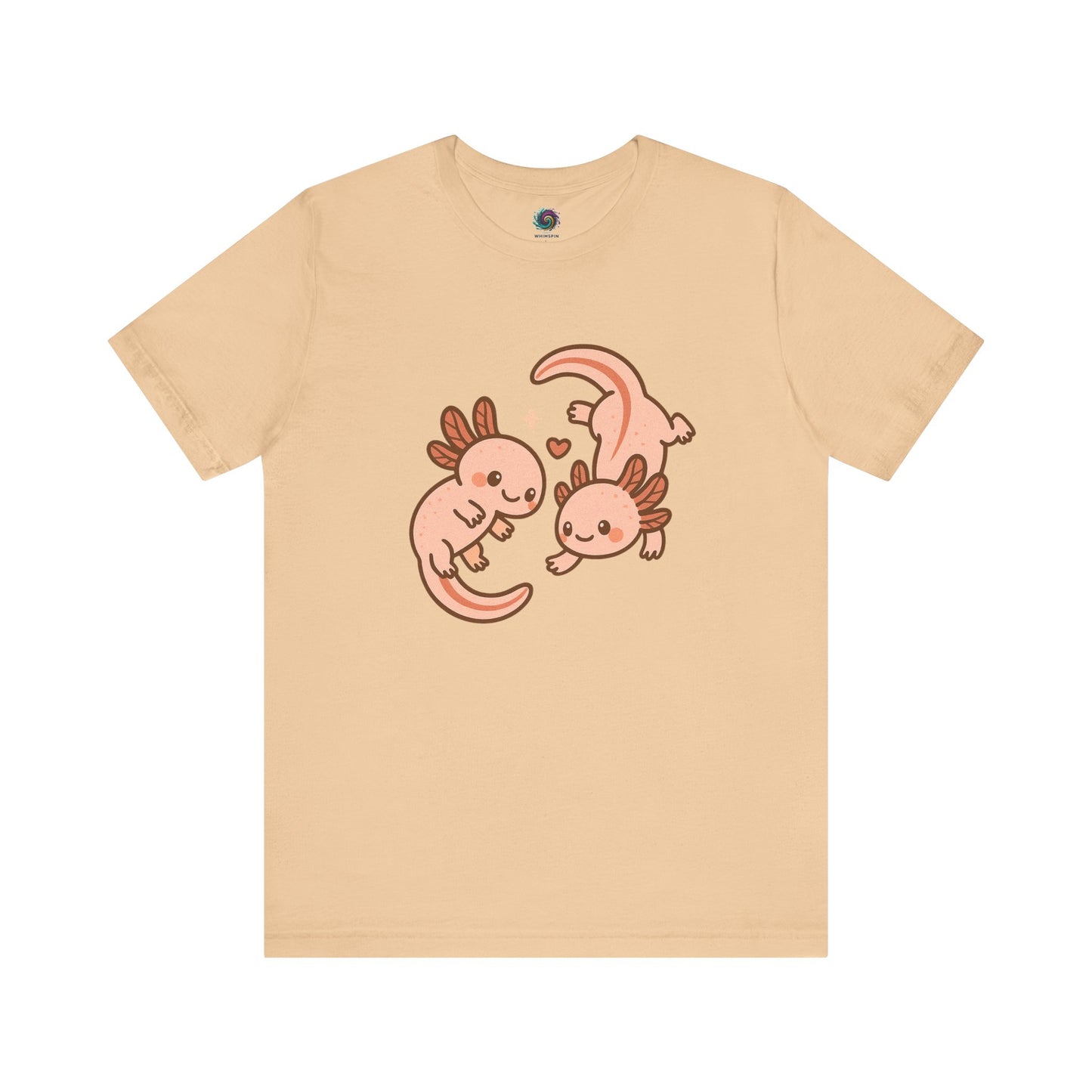 Sand Kawaii Axolotl T-Shirt – Cute Tee with Smiling Axolotls - WhimSpin - https://whimspin.com