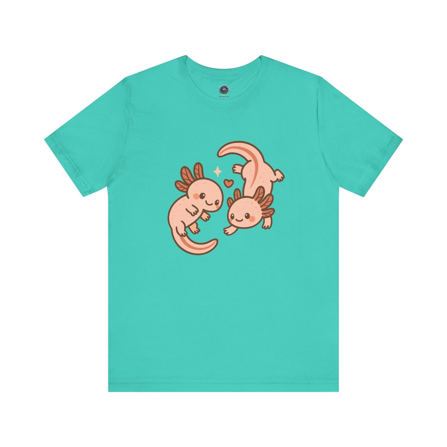 Teal Kawaii Axolotl T-Shirt – Cute Tee with Smiling Axolotls - WhimSpin - https://whimspin.com