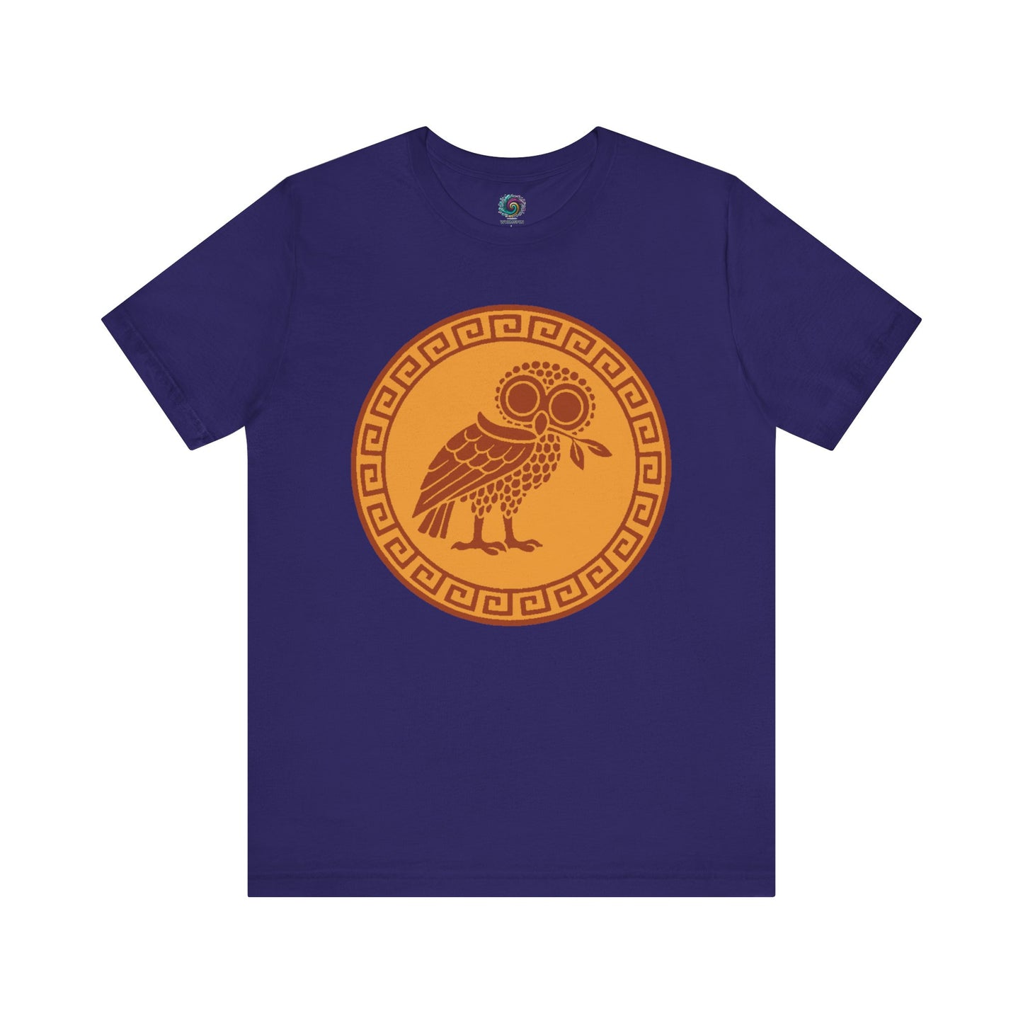 Team Navy Athena’s Owl T-Shirt – Greek Mythology Bird Tee from WhimSpin on a white background