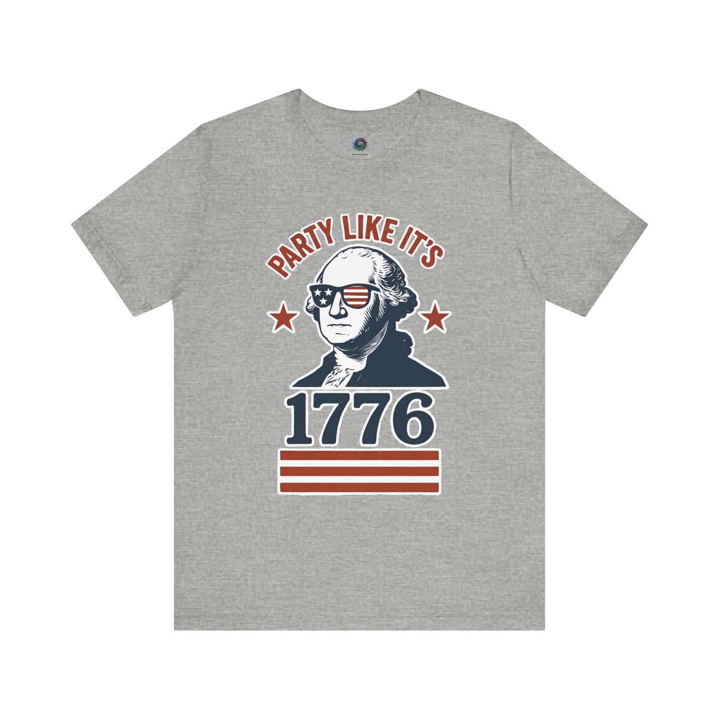 Gray Party Like It's 1776 shirt with George Washington in sunglasses