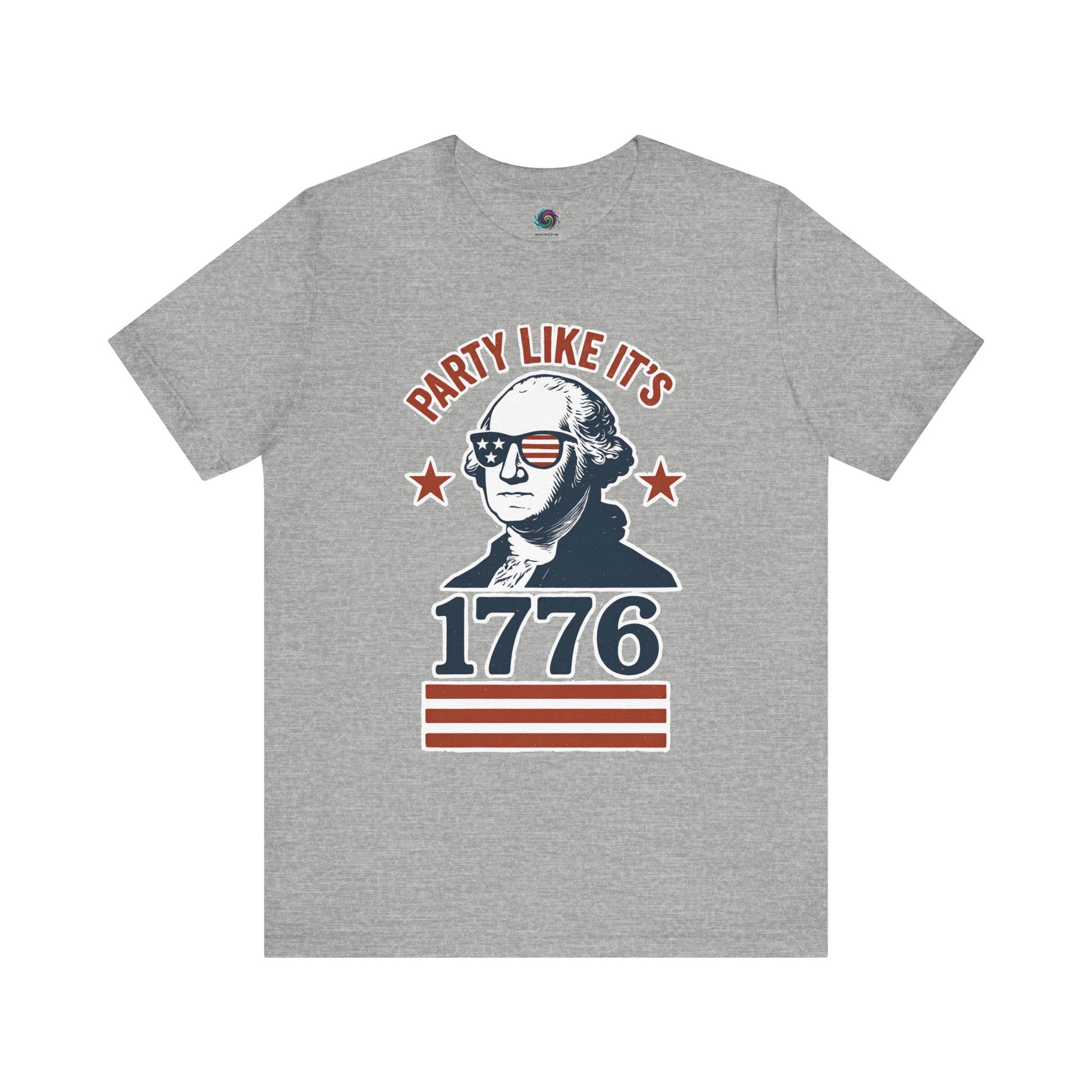 Gray Party Like It's 1776 shirt with George Washington in sunglasses