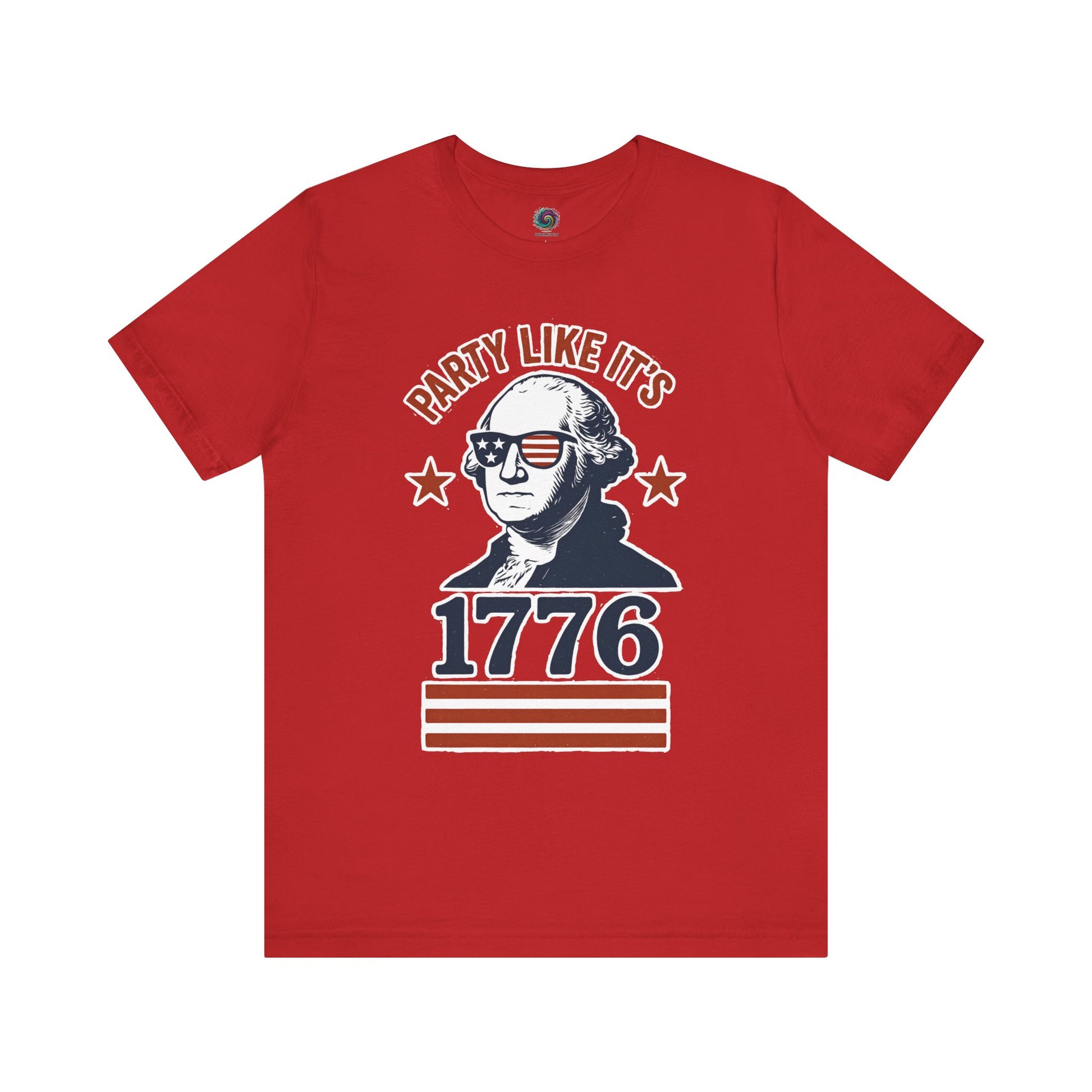 Red Party Like It's 1776 shirt with George Washington in sunglasses