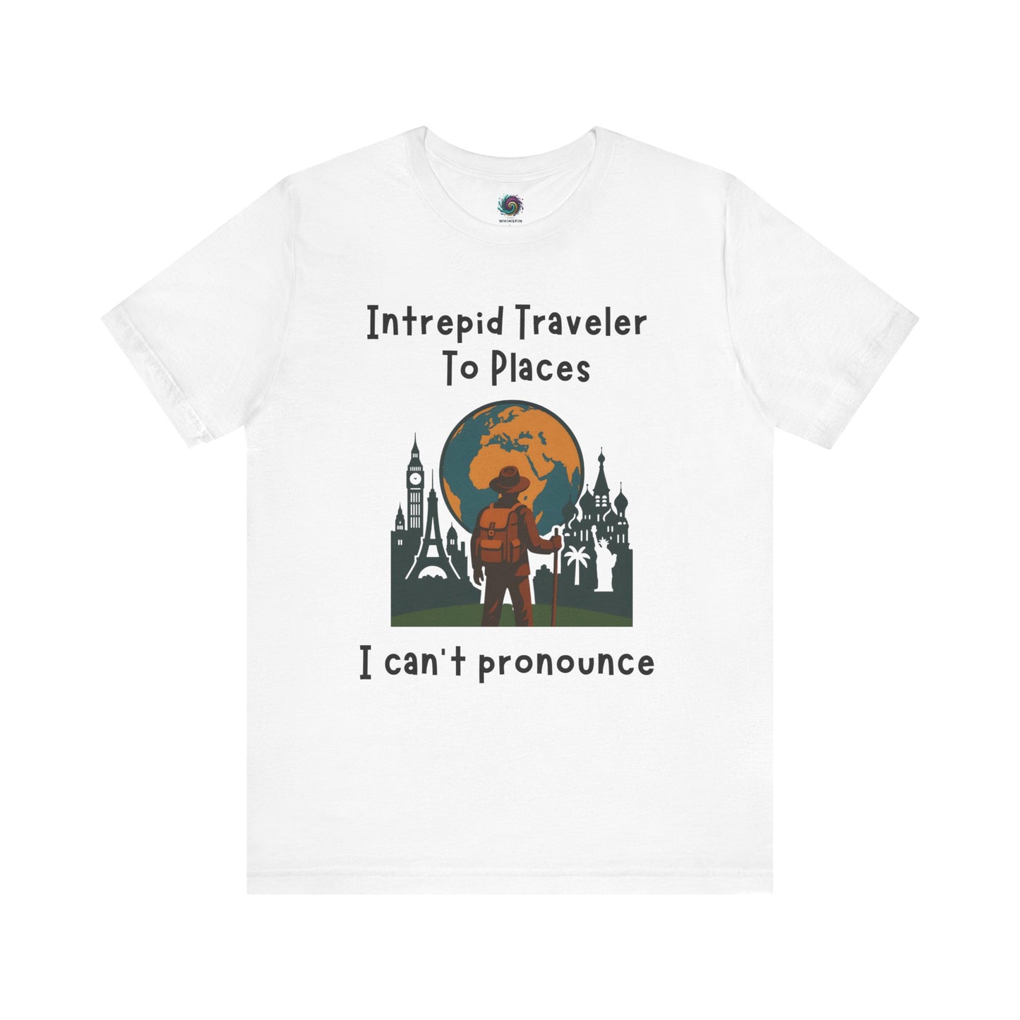 White t-shirt with a Adventurous Travel T-Shirt – Intrepid Explorer Tee on a white background