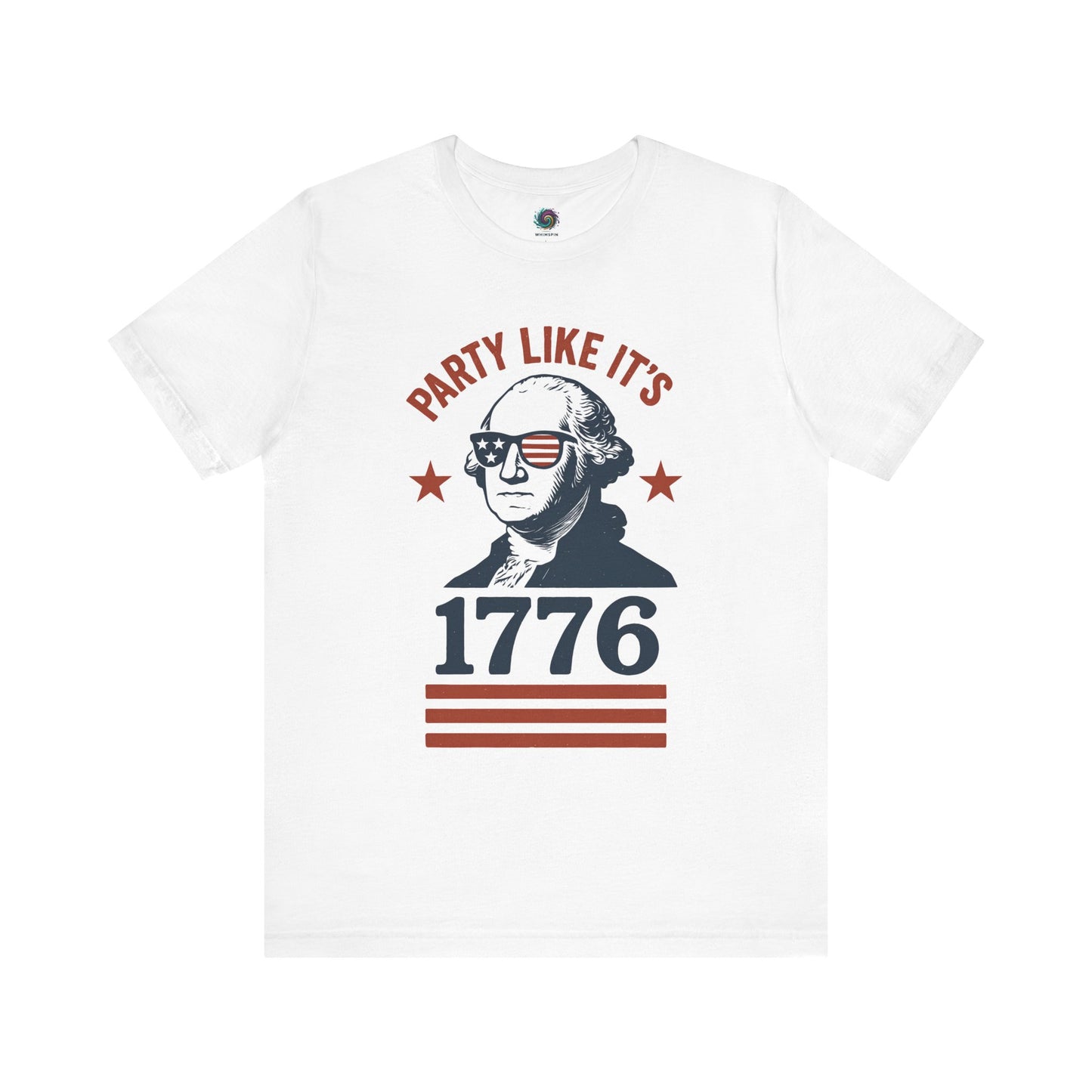 White Party Like It's 1776 shirt with George Washington in sunglasses