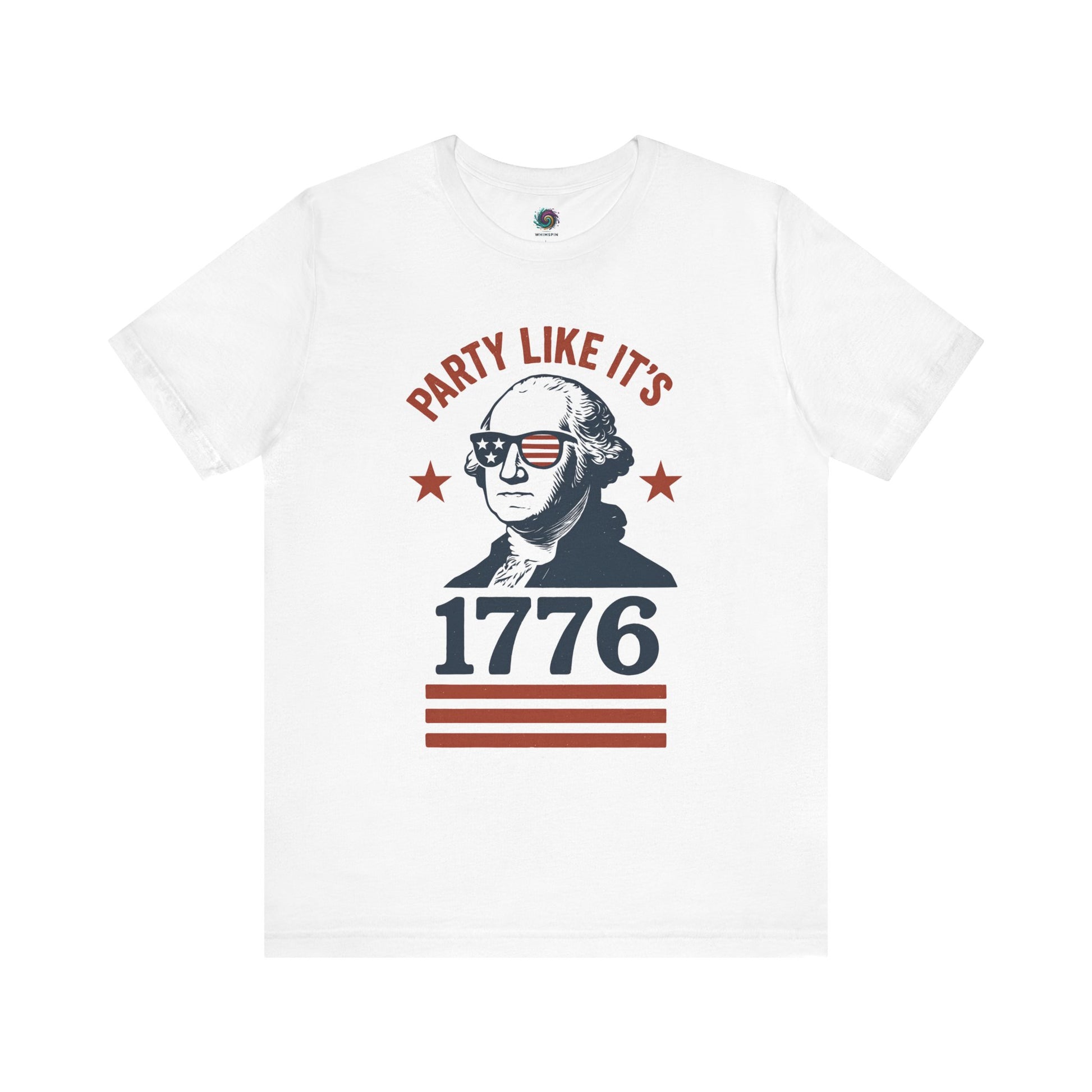 White Party Like It's 1776 shirt with George Washington in sunglasses