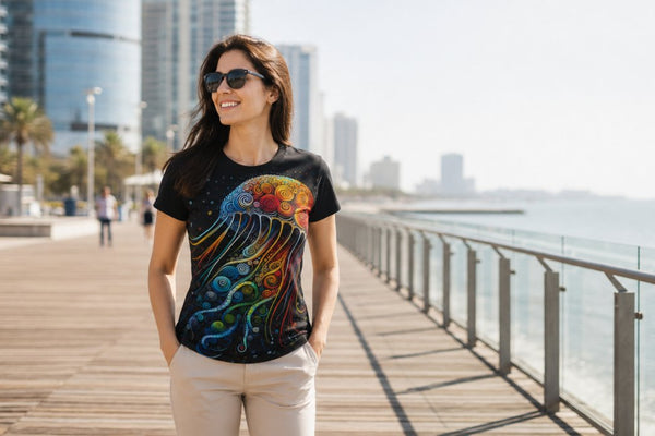 Jellyfish Swirl Art Tee: Wearable Deep-Sea Psychedelic Masterpieces