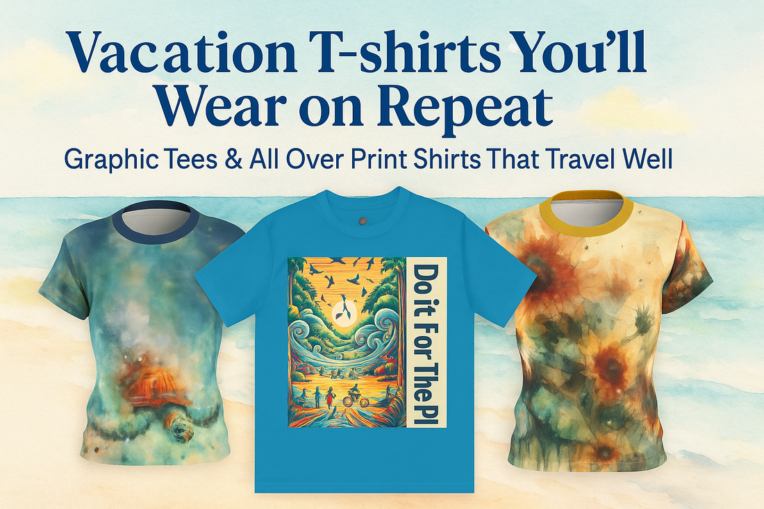 Vacation T-shirts You’ll Wear on Repeat: Graphic Tees & All-Over-Print Shirts That Travel Well 🌴
