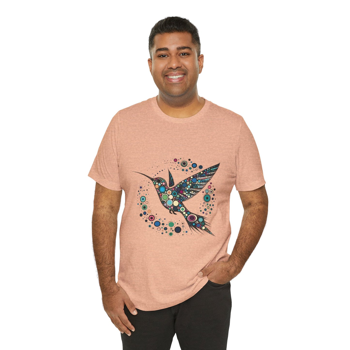 Hummingbird Dot Art T-Shirt – Colorful Nature-Inspired Graphic Tee