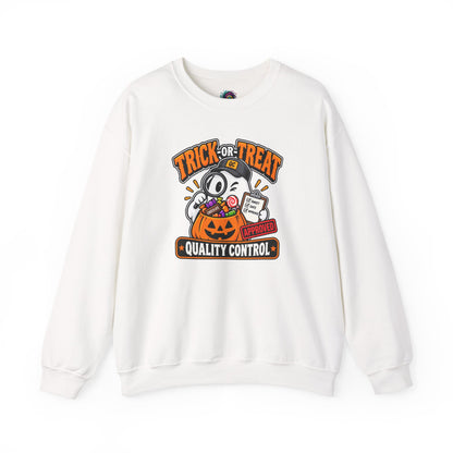 Trick-or-Treat Quality Control Sweatshirt – Funny Halloween Cozy Top
