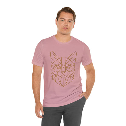 Geometric Cat T-Shirt – Minimalist Line Art Tee - WhimSpin - https://whimspin.com