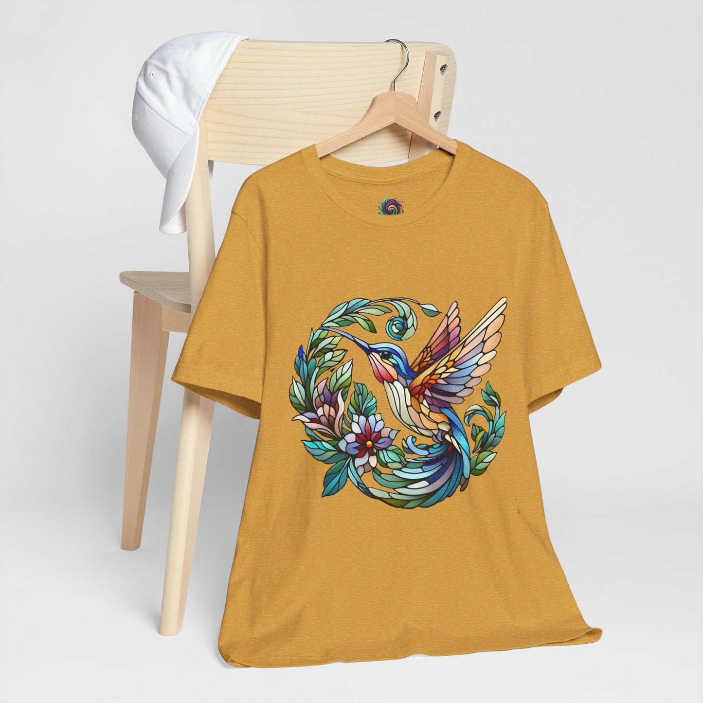 Stained Glass Hummingbird Tee – Vibrant Nature Shirt - WhimSpin - https://whimspin.com