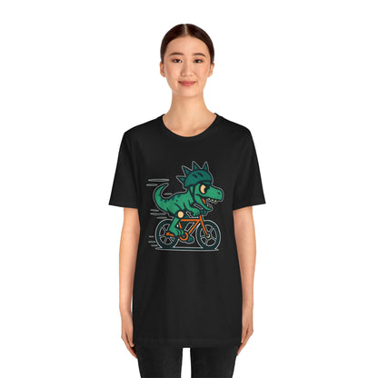 Velociraptor on a Bike T-Shirt – Funny Dino Velo Tee