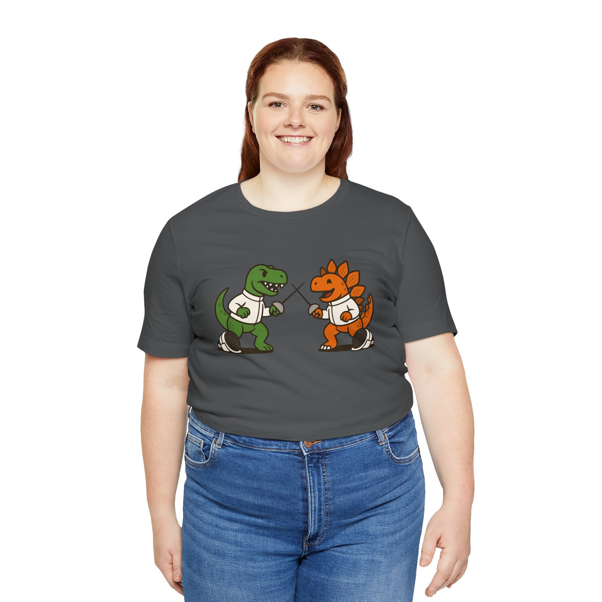 Dinosaur Fencing T-Shirt – T-Rex vs Stegosaurus Tee