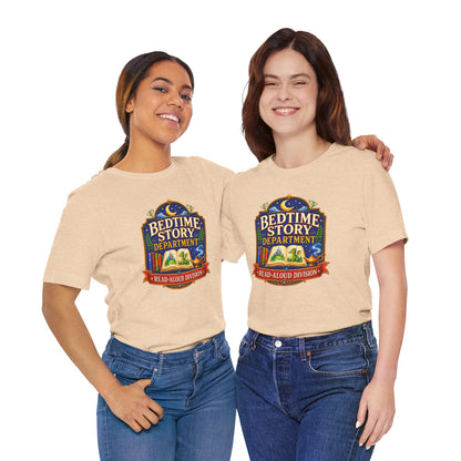 Bedtime Story Department T-Shirt – Read-Aloud Parent Tee