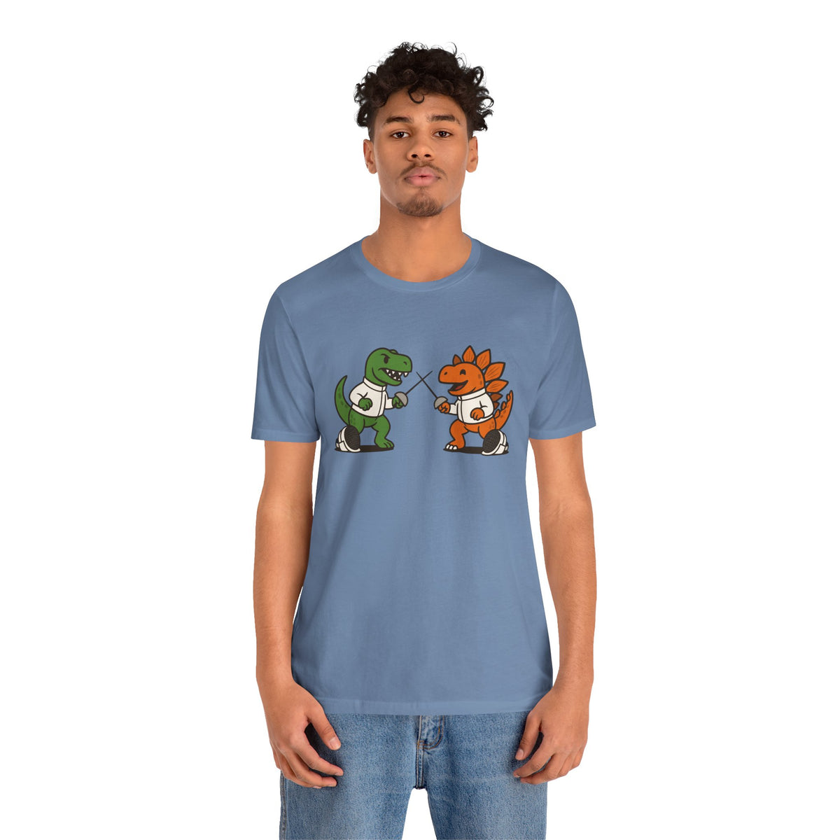 Dinosaur Fencing T-Shirt – T-Rex vs Stegosaurus Tee