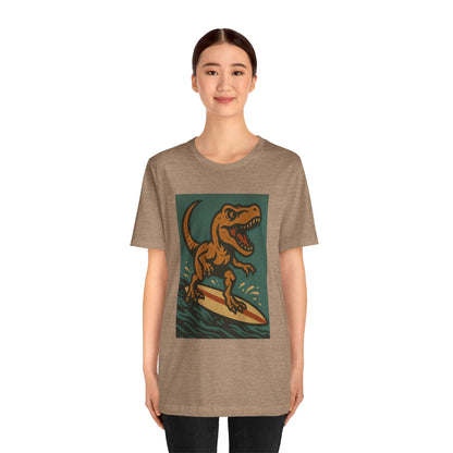 Surfing T-Rex T-Shirt – Funny Dinosaur Surfing Graphic Tee