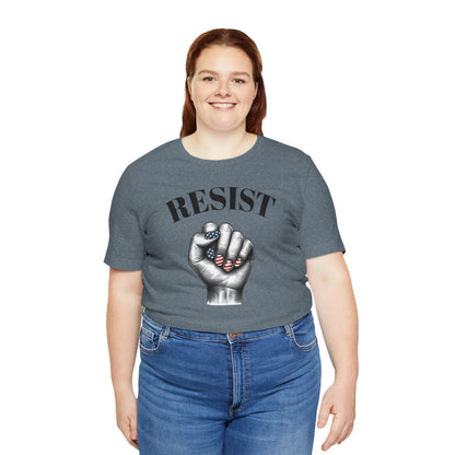 Resist Feminist Power Fist Tee – USA Flag Nails Protest Shirt