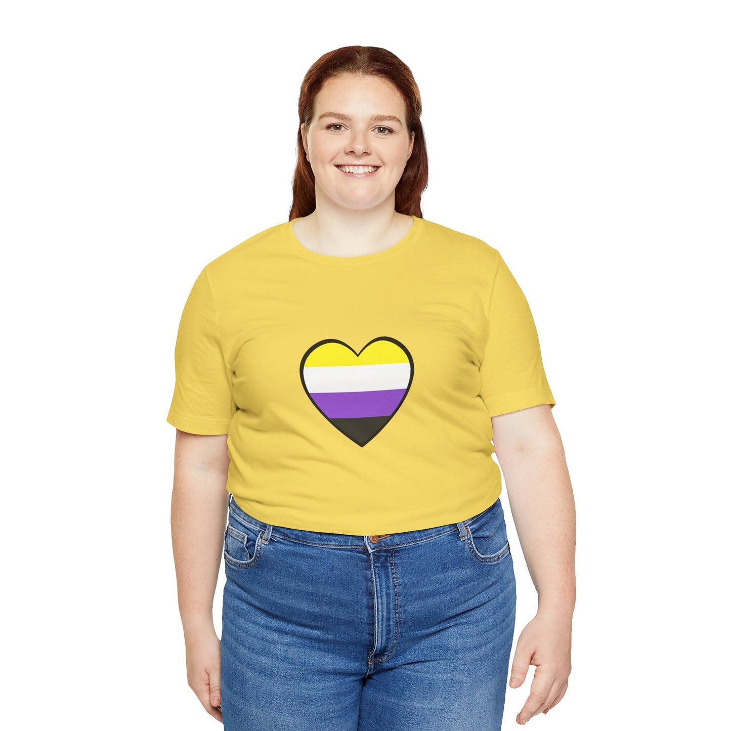 Nonbinary Pride Flag Heart T-Shirt – Unisex LGBTQ+ Graphic Tee