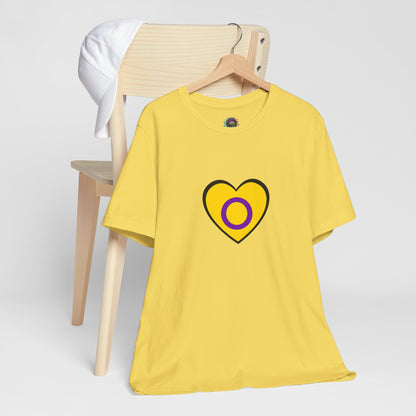 Intersex Pride Flag Heart T-Shirt – Minimalist LGBTQ+ Support Tee - WhimSpin - https://whimspin.com