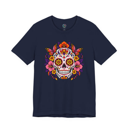 Floral Sugar Skull T-Shirt – Colorful Día de los Muertos Inspired Tee