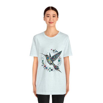 Hummingbird Dot Art T-Shirt – Colorful Nature-Inspired Graphic Tee
