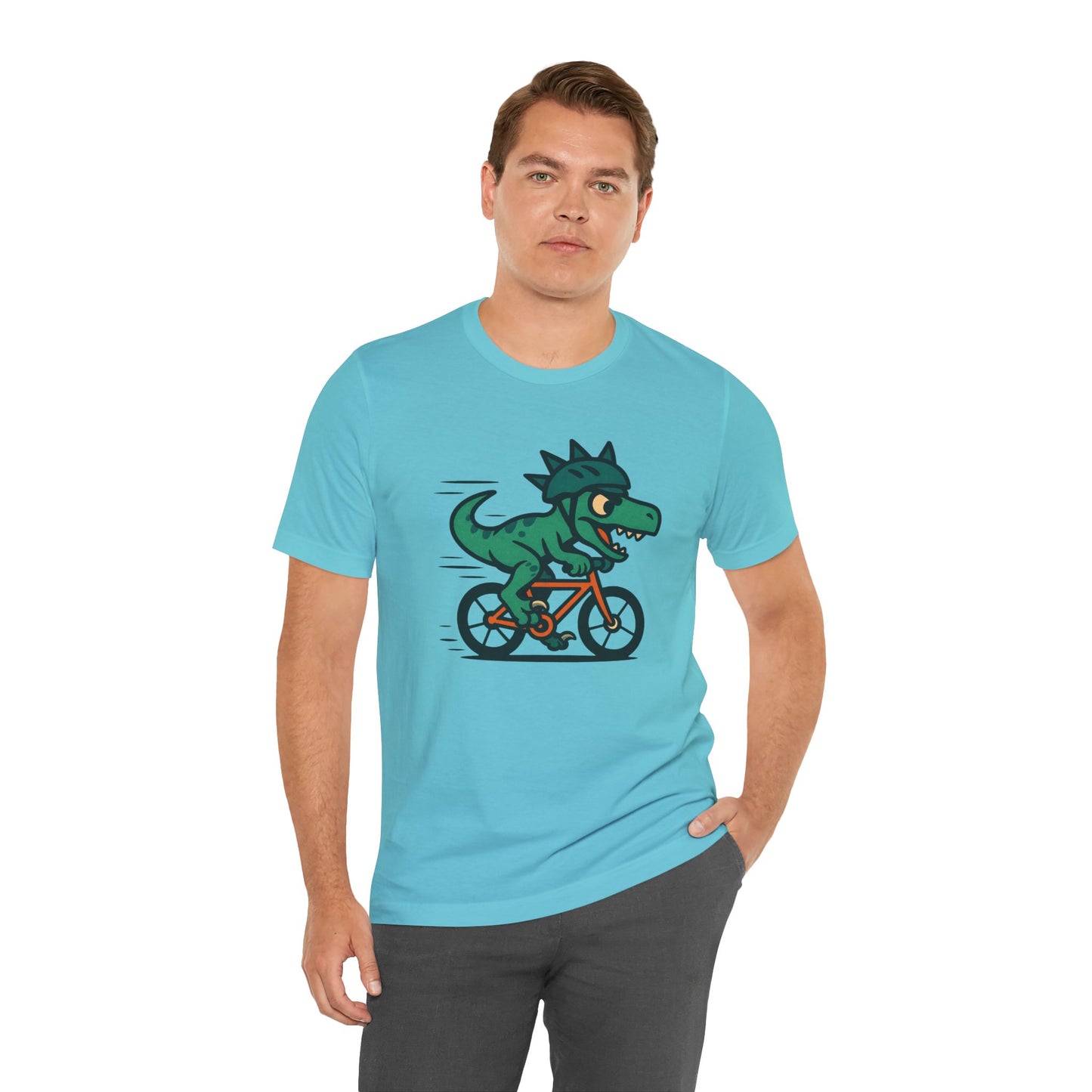 Velociraptor on a Bike T-Shirt – Funny Dino Velo Tee