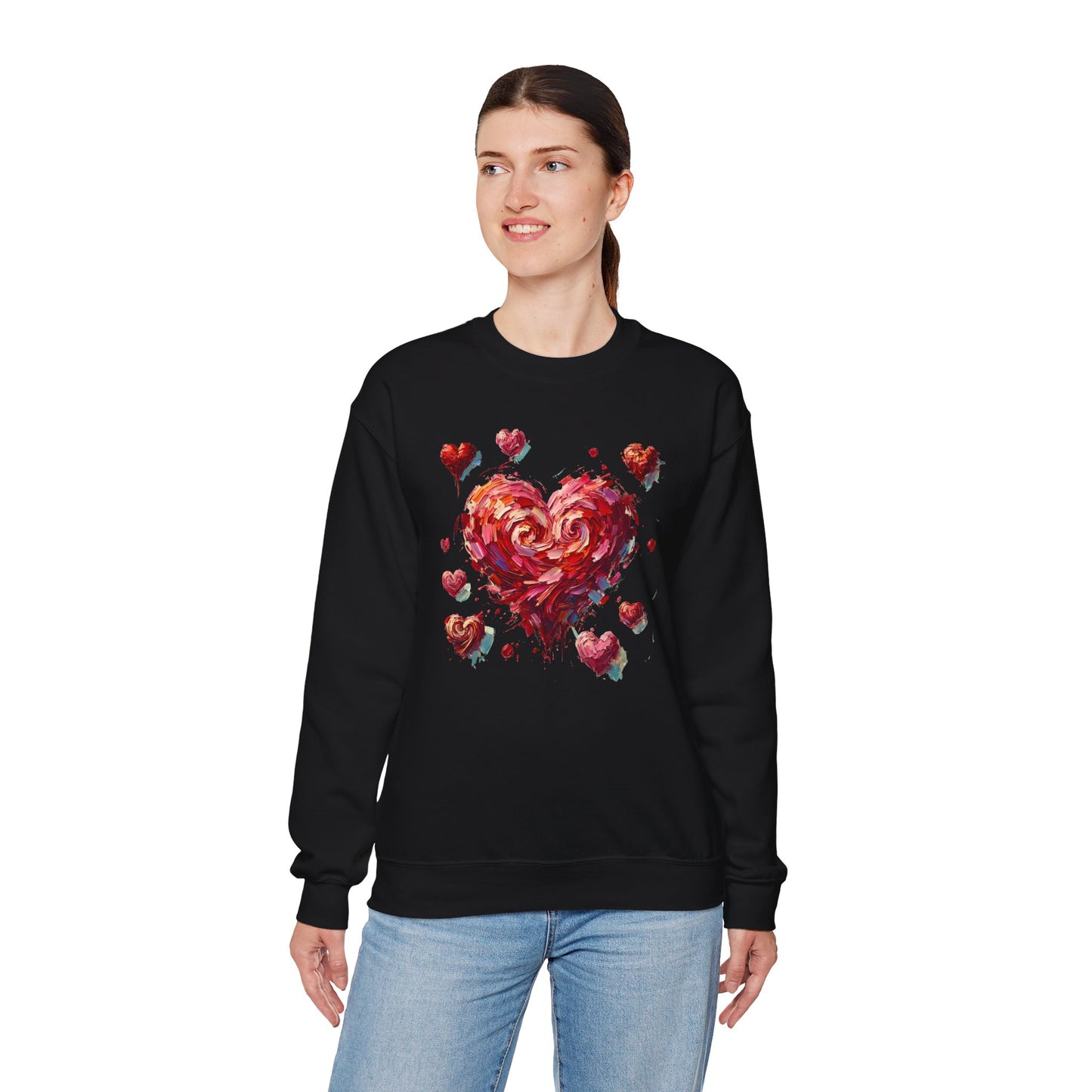 Impressionistic Heart Sweatshirt – Painterly Valentine's Day Art Pullover