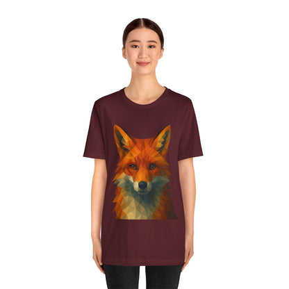 Geometric Fox T-Shirt – Polygon Animal Tee with Nature Vibes - WhimSpin - https://whimspin.com