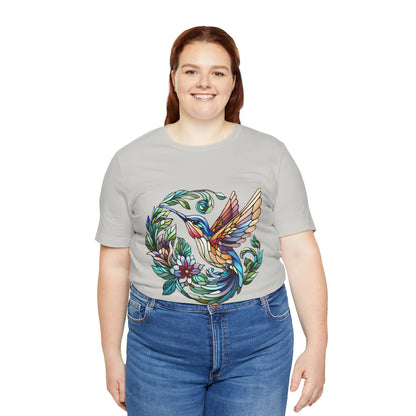 Stained Glass Hummingbird Tee – Vibrant Nature Shirt - WhimSpin - https://whimspin.com