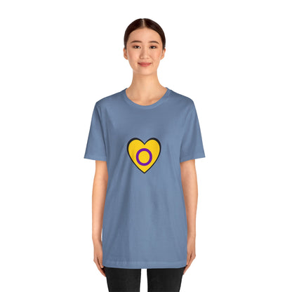 Intersex Pride Flag Heart T-Shirt – Minimalist LGBTQ+ Support Tee