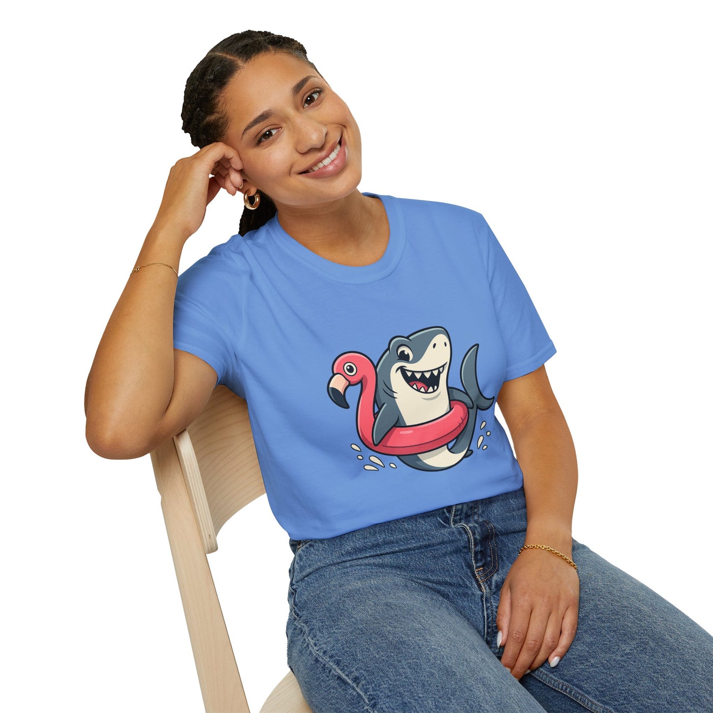 Shark & Flamingo Floatie T-Shirt – Funny Beach & Pool Day Tee