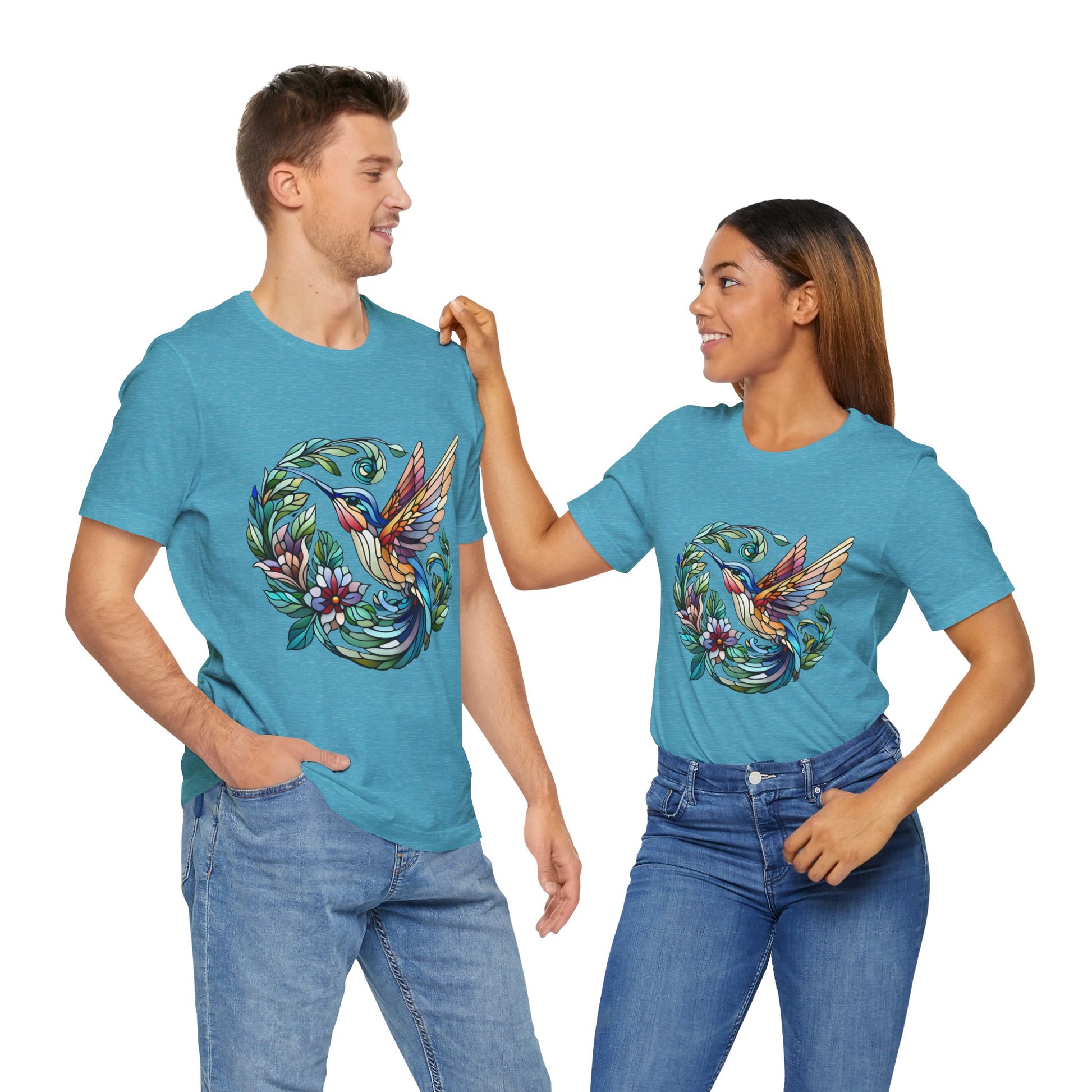 Stained Glass Hummingbird Tee – Vibrant Nature Shirt - WhimSpin - https://whimspin.com