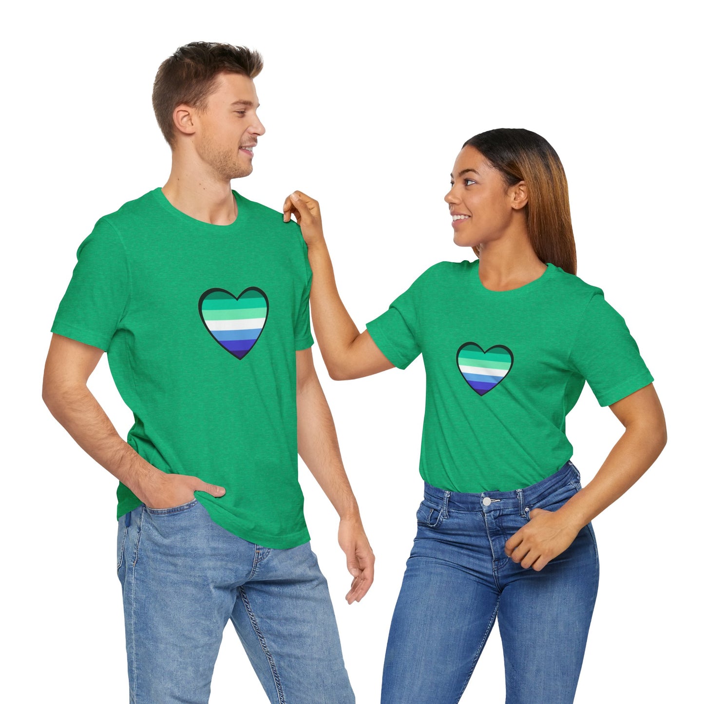 Gay Men’s Pride Flag Heart T-Shirt – LGBTQ+ Flag Design on Unisex Tee