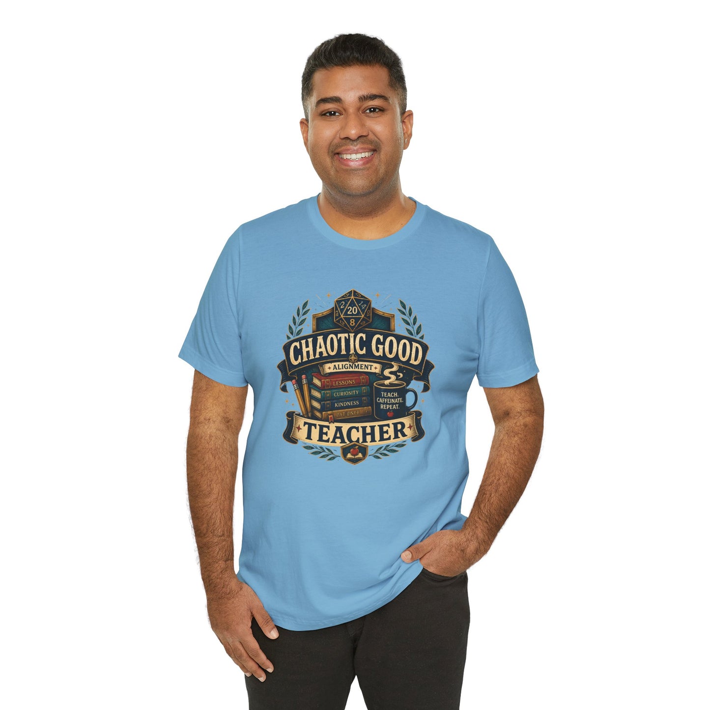 Chaotic Good Teacher T-Shirt – RPG Teacher Graphic Tee