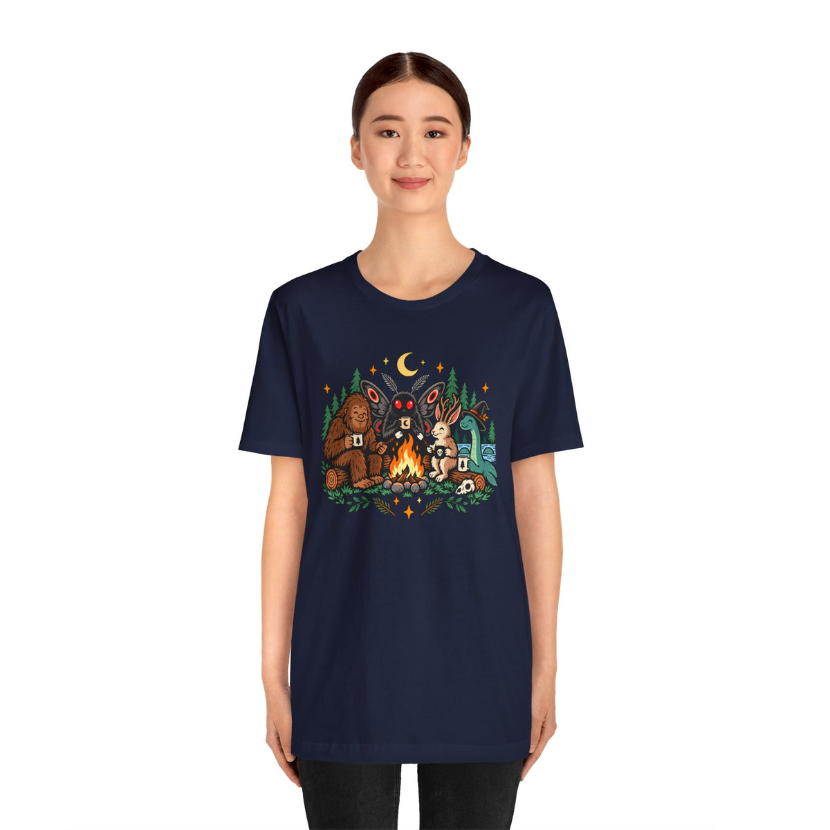 Cryptid Campfire T-Shirt – Bigfoot, Mothman & Nessie Tee