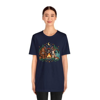 Cryptid Campfire T-Shirt – Bigfoot, Mothman & Nessie Tee