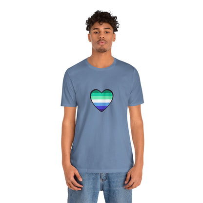 Gay Men’s Pride Flag Heart T-Shirt – LGBTQ+ Flag Design on Unisex Tee