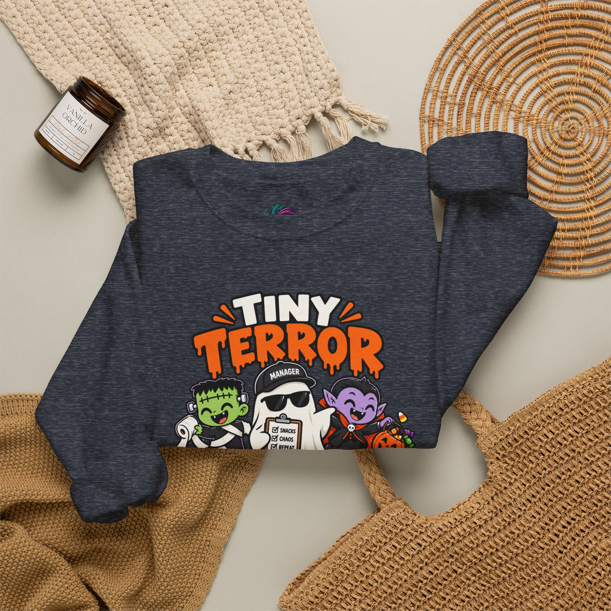 Tiny Terror Management Team Sweatshirt – Funny Halloween Parent Crewneck
