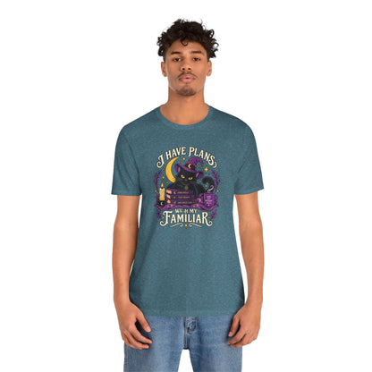 I Have Plans With My Familiar T-Shirt - Funny Witchy Introvert Cat Tee