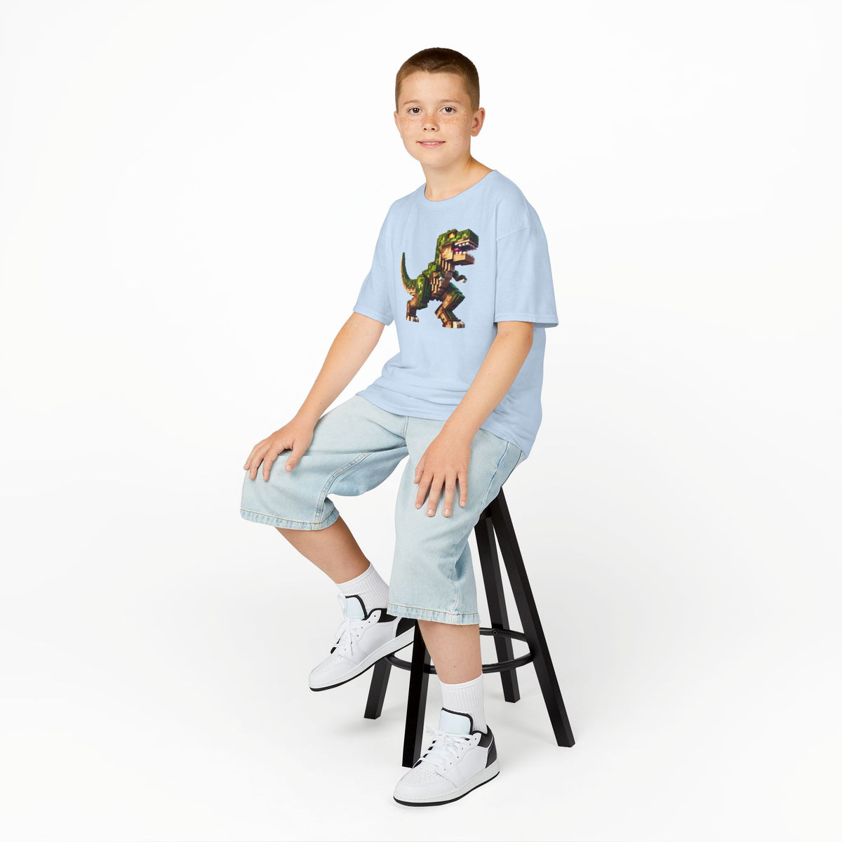 Pixel Dinosaur Kids T-Shirt – Retro Pixel T-Rex Gamer Tee