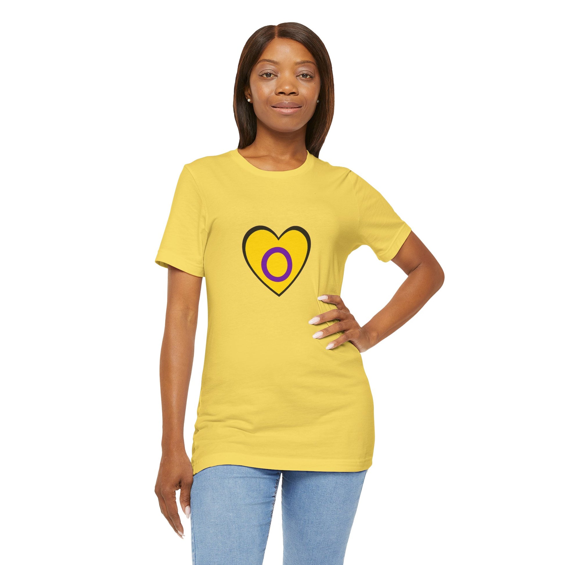 Intersex Pride Flag Heart T-Shirt – Minimalist LGBTQ+ Support Tee - WhimSpin - https://whimspin.com