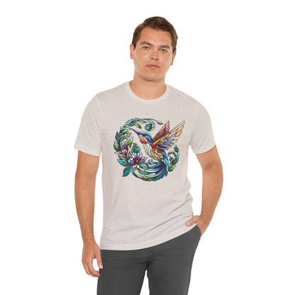 Stained Glass Hummingbird Tee – Vibrant Nature Shirt