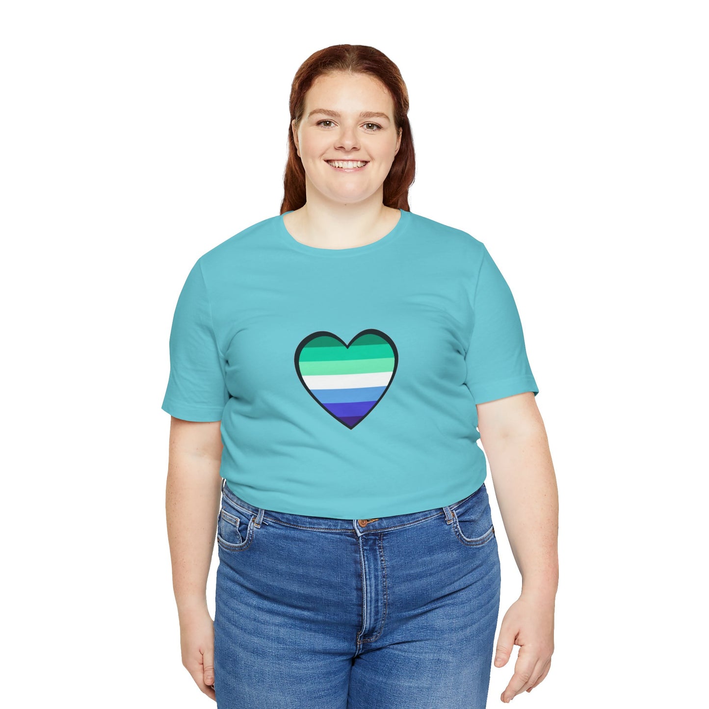 Gay Men’s Pride Flag Heart T-Shirt – LGBTQ+ Flag Design on Unisex Tee