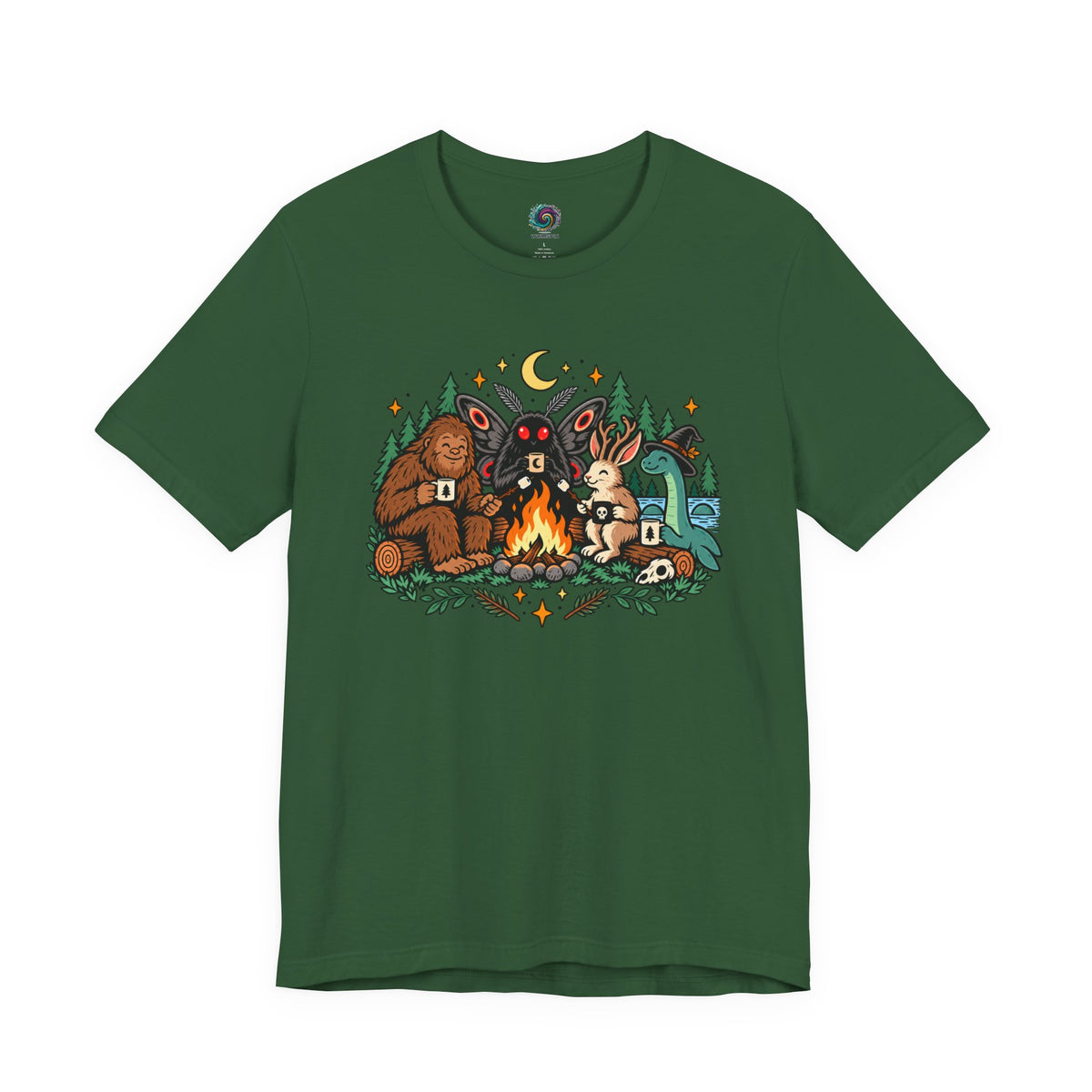 Cryptid Campfire T-Shirt – Bigfoot, Mothman & Nessie Tee